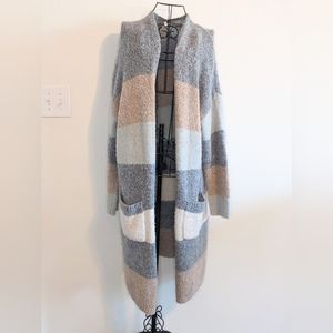 Entro Color Block Drop Shoulder Longline Cardigan Women's Grey L